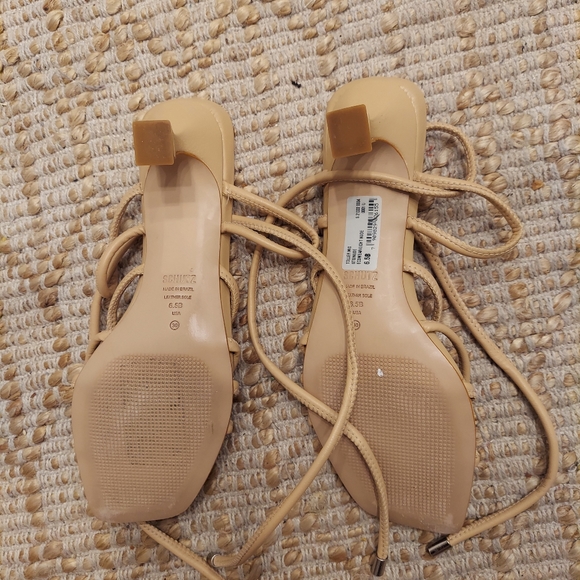 Schutz Nude Lace Up Kitten Heels - Picture 2 of 4